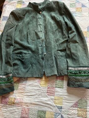 N—Green Suede Embellished Women's Jacket